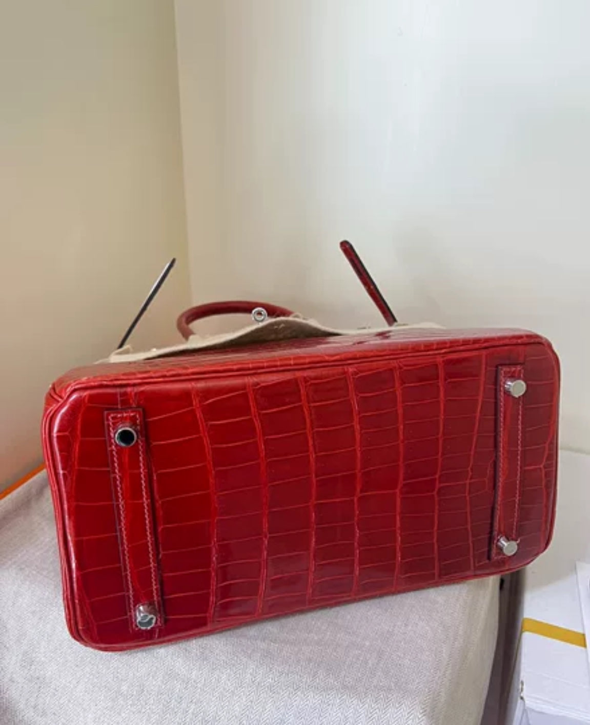 Hermes Birkin 30 Bag In Braise Shiny Niloticus with Palladium Hardware