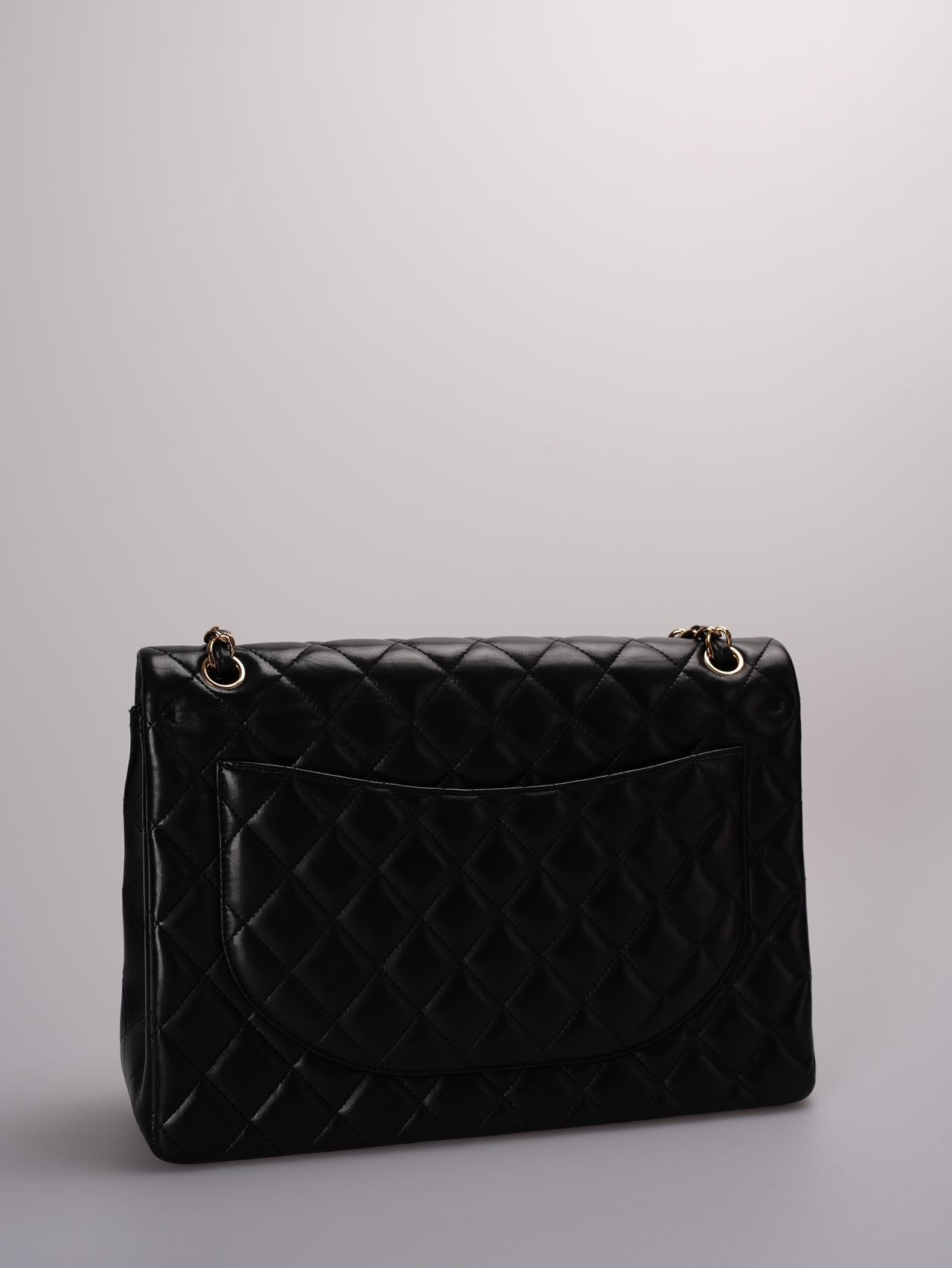 Chanel Timeless Flap Quilted Maxi Lambskin Gold-tone Black