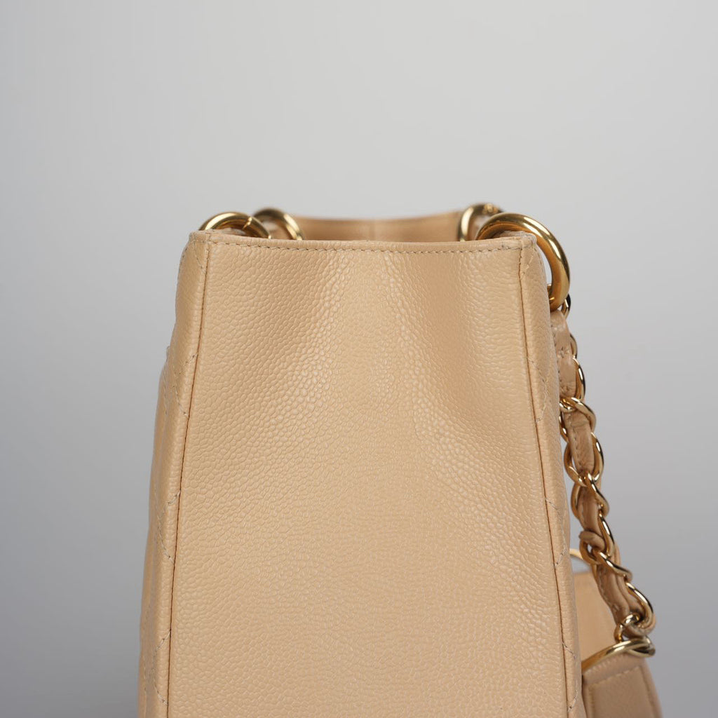 Chanel Beige Grand Shopping Tote Beige GST Bag in Caviar Leather with Gold Hardware