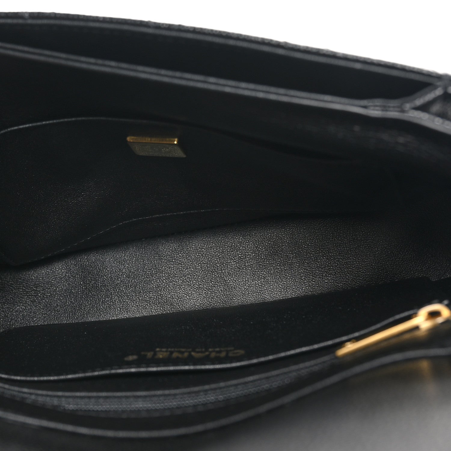 Shiny Caviar Quilted Small Top Handle Flap  Black