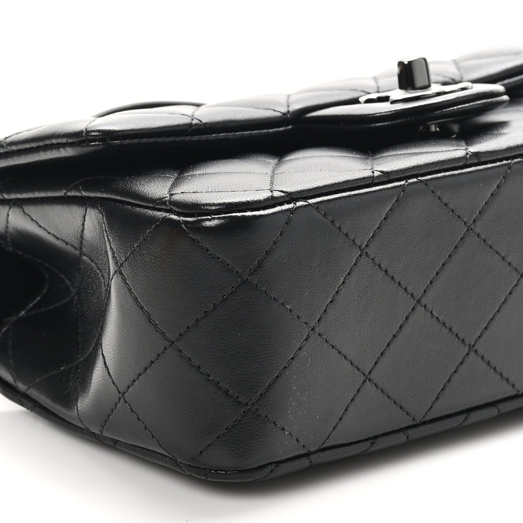 Lambskin Quilted Mini Top Handle Rectangular Flap So Black