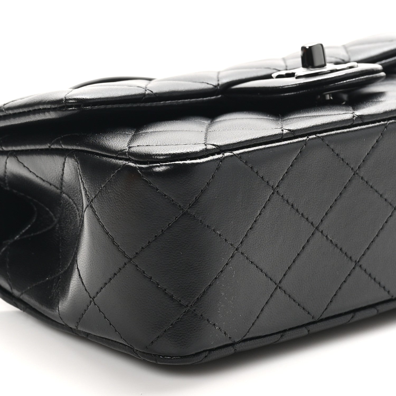 Lambskin Quilted Mini Top Handle Rectangular Flap So Black