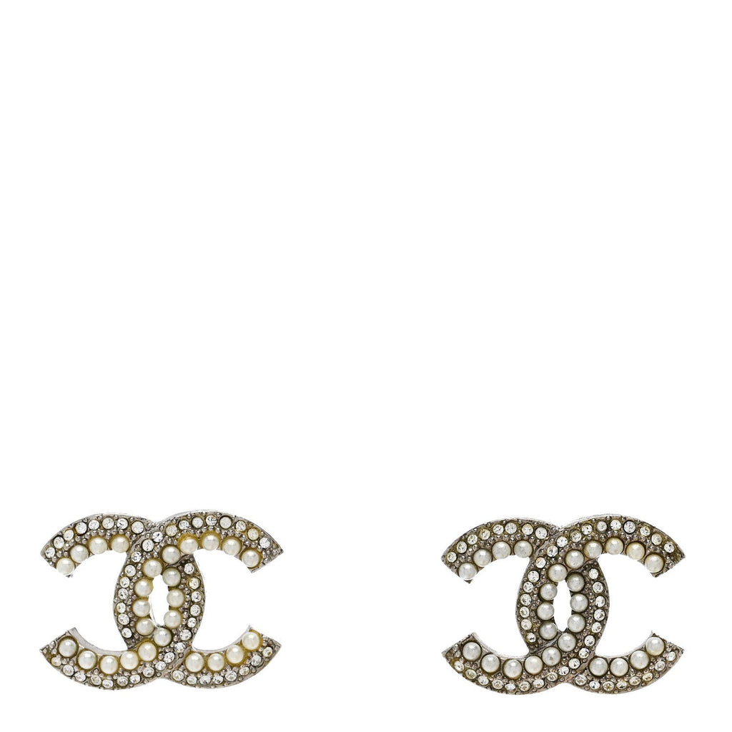 Pearl Crystal CC Snow Palace Earrings Silver