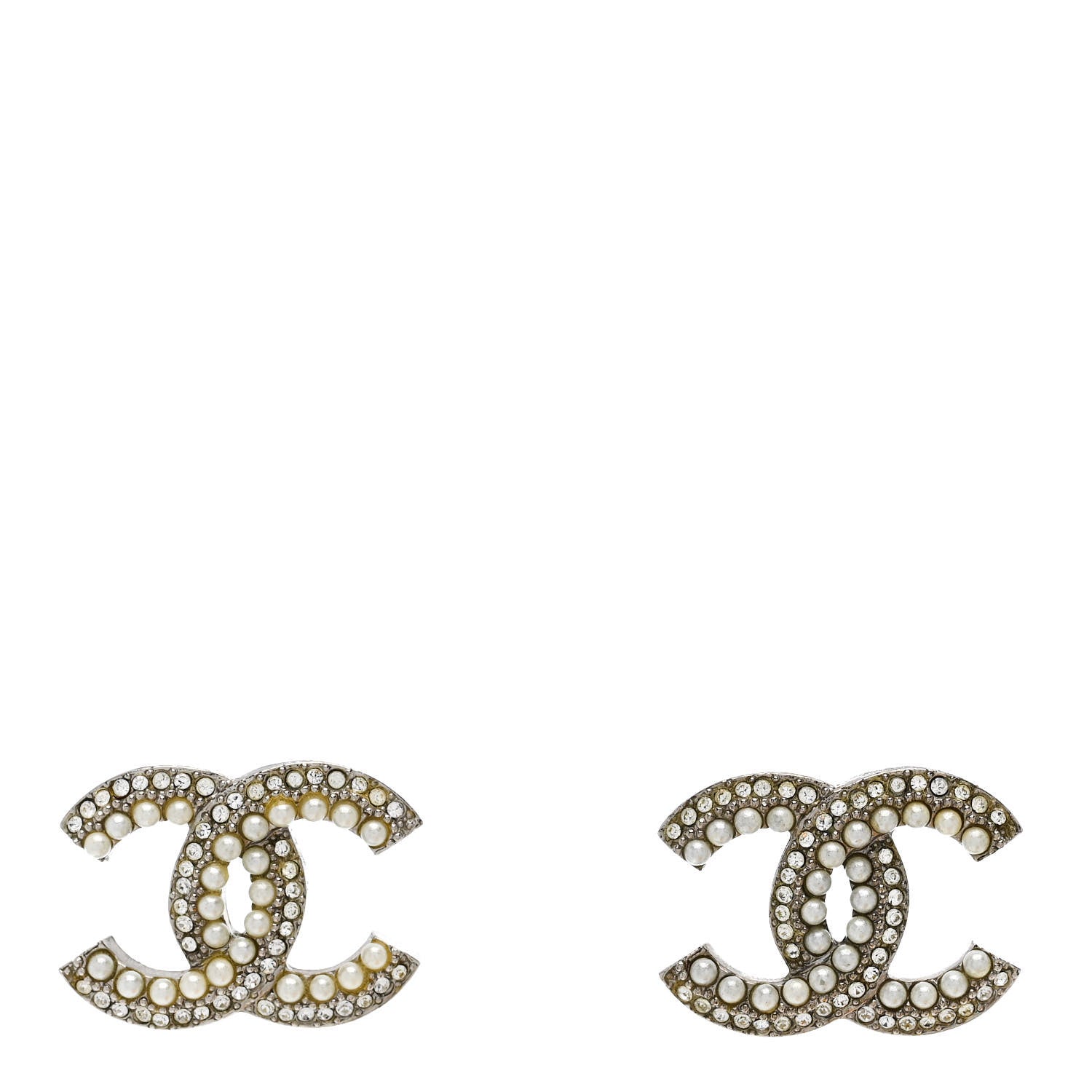 Pearl Crystal CC Snow Palace Earrings Silver