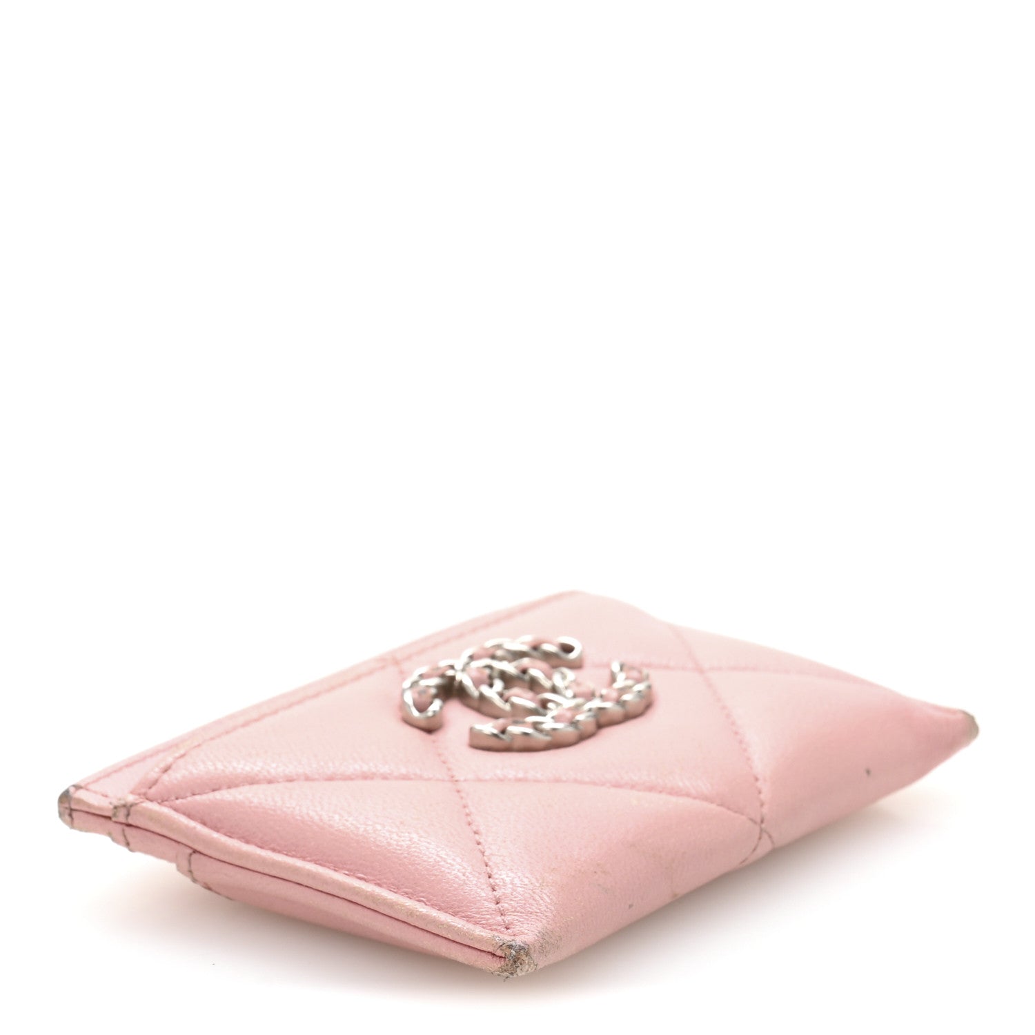 Lambskin Quilted Chanel 19  Holder Light Pink