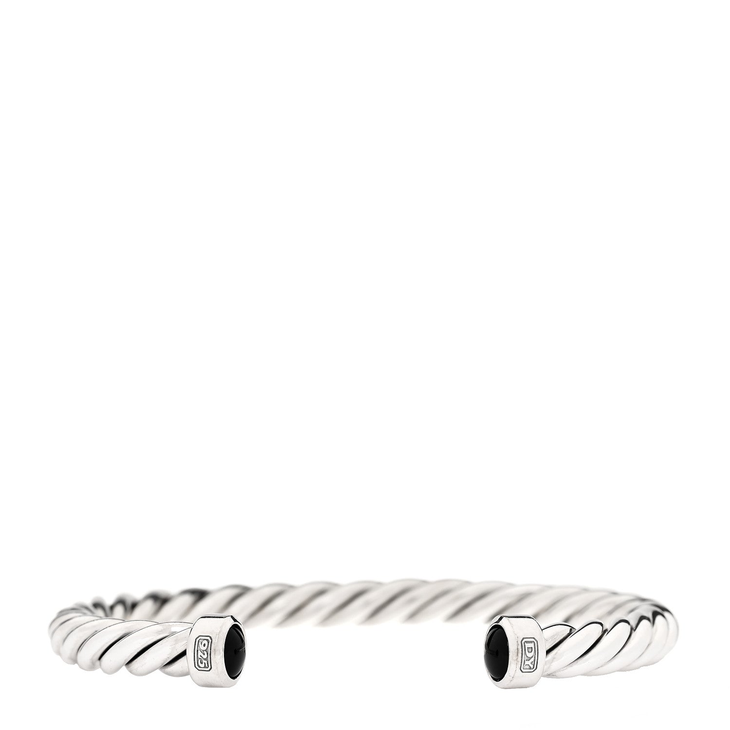 Sterling Silver Onyx 6mm Cable Classic Cuff Bracelet
