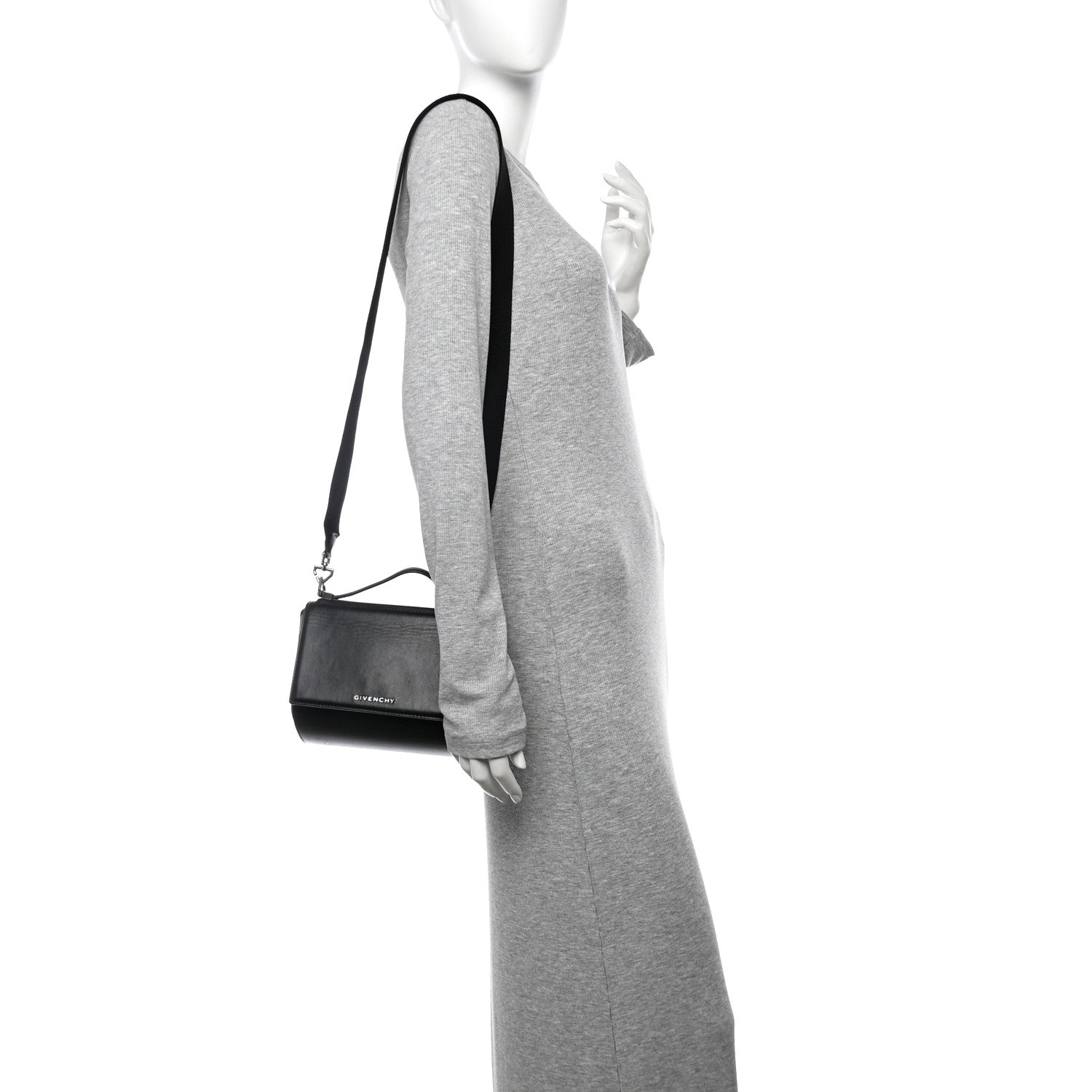 Calfskin Mini Pandora Box Logo Strap Crossbody Bag Black