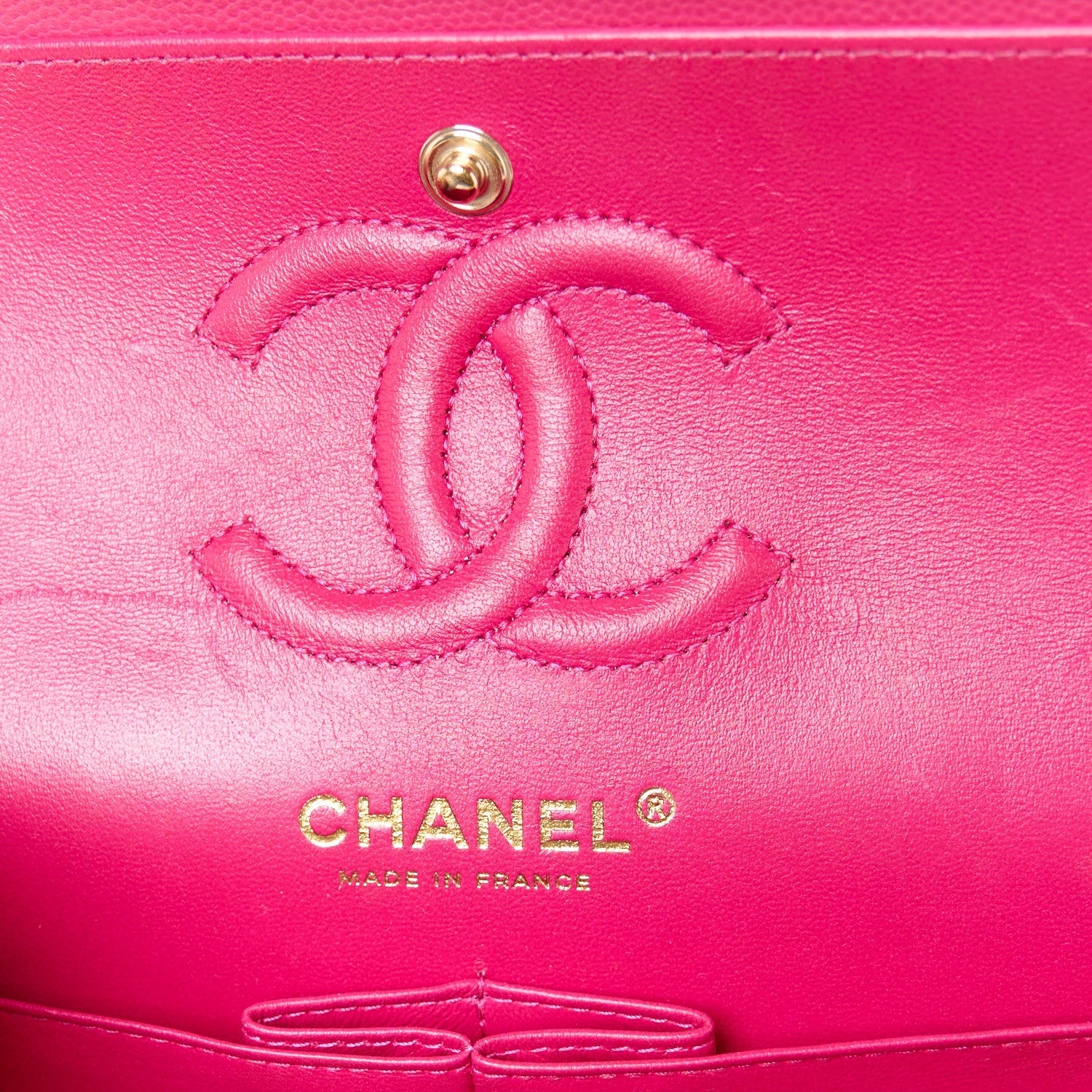Caviar Quilted Small Double Flap Fuchsia