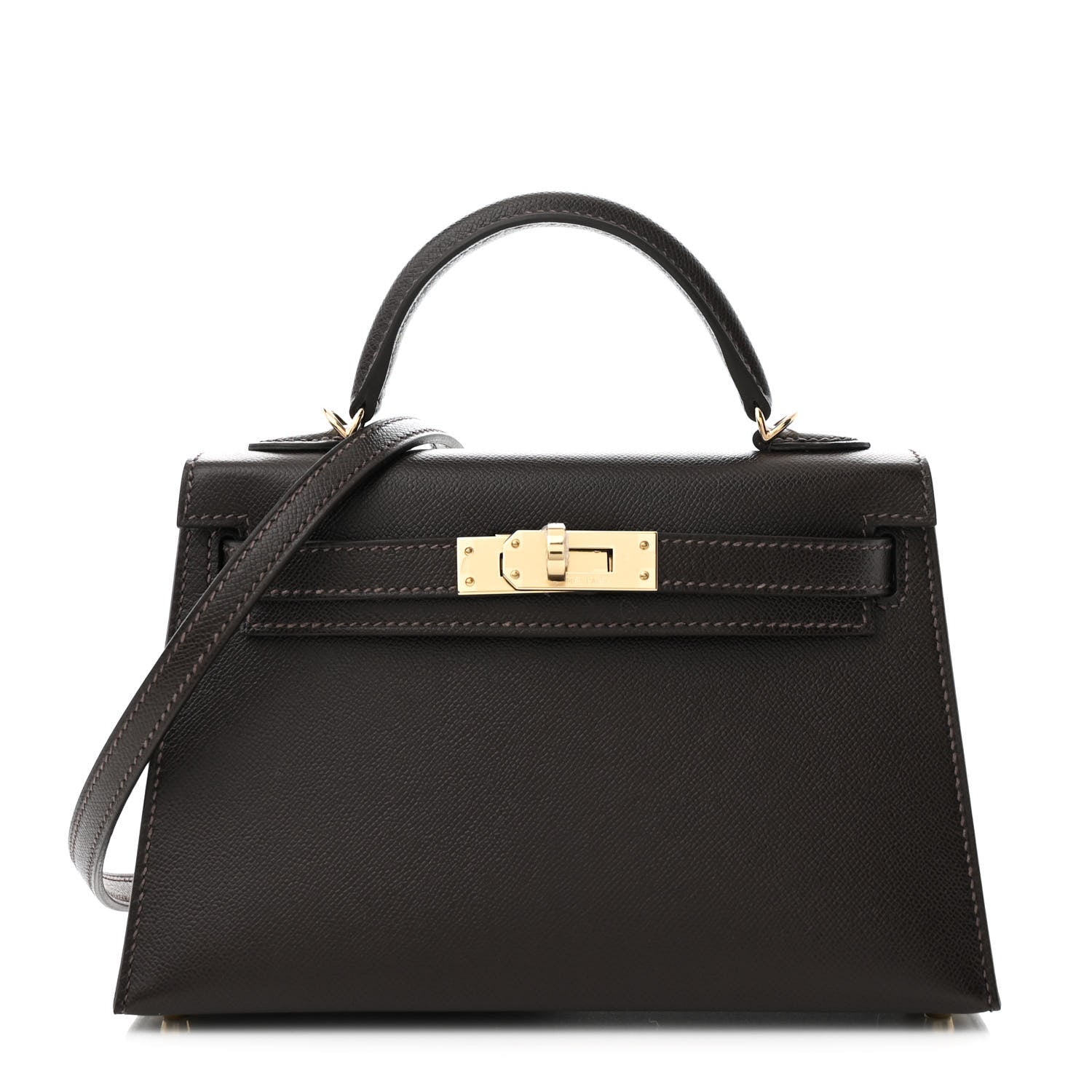 Madame Calfskin Mini Kelly Sellier 20 Bai Brun
