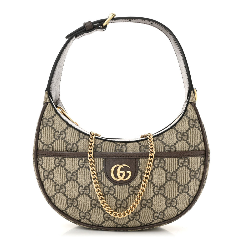 GG Supreme Monogram Textured Dollar Calfskin Small Ophidia Shoulder Bag Beige Ebony New Acero