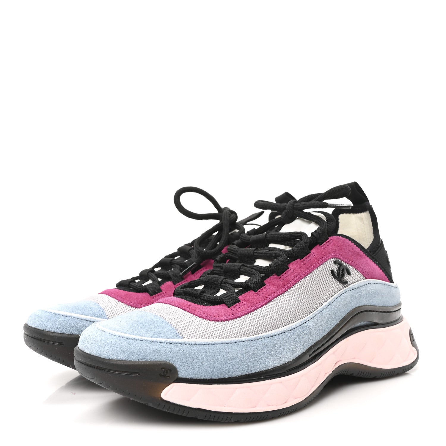 Fabric Suede CC Sneakers 40 Light Grey Light Blue Fuchsia