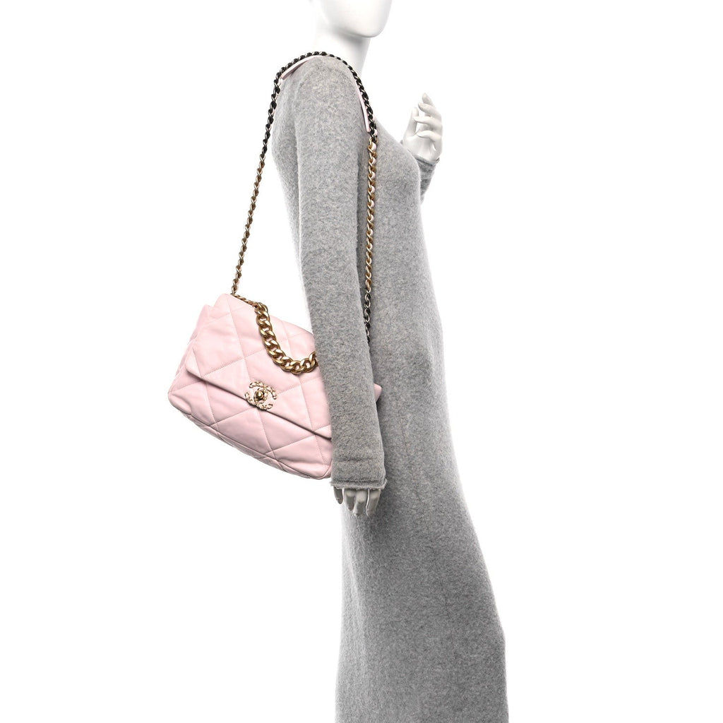 Lambskin Quilted Large Chanel 19 Flap Light Pink