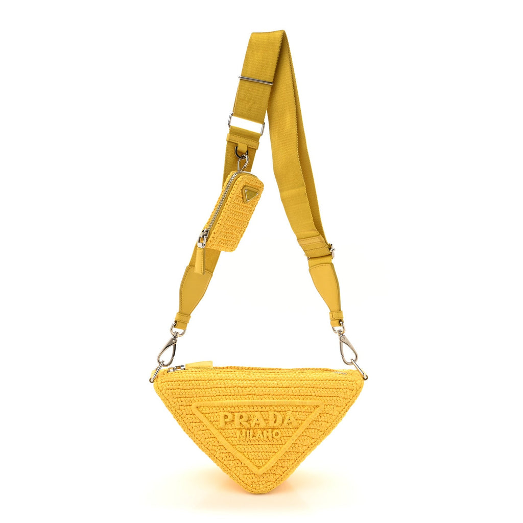 Yarn Raffia Effect Crochet Triangle Shoulder Bag Giallo