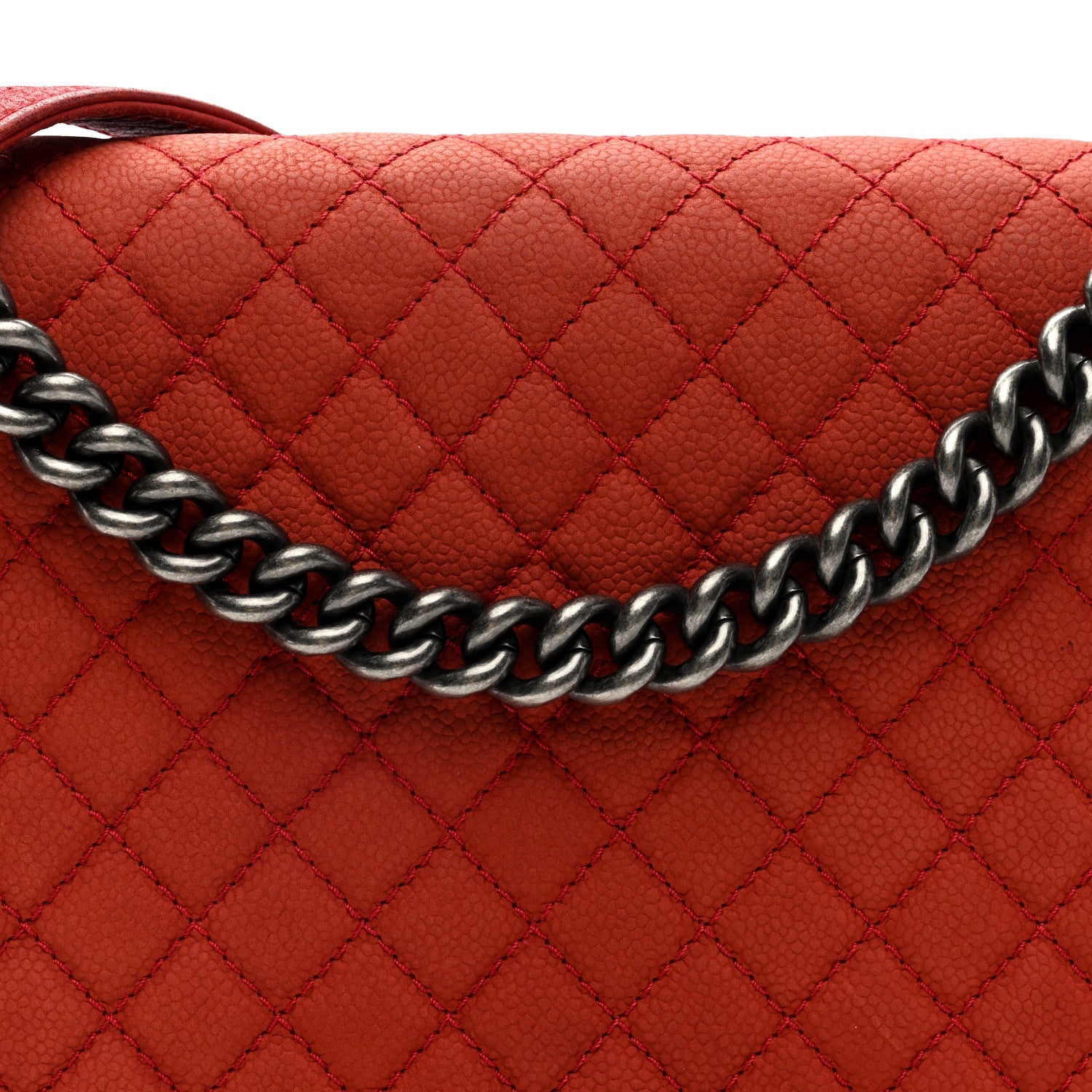 Iridescent Caviar Quilted Large Boy Flap Orange