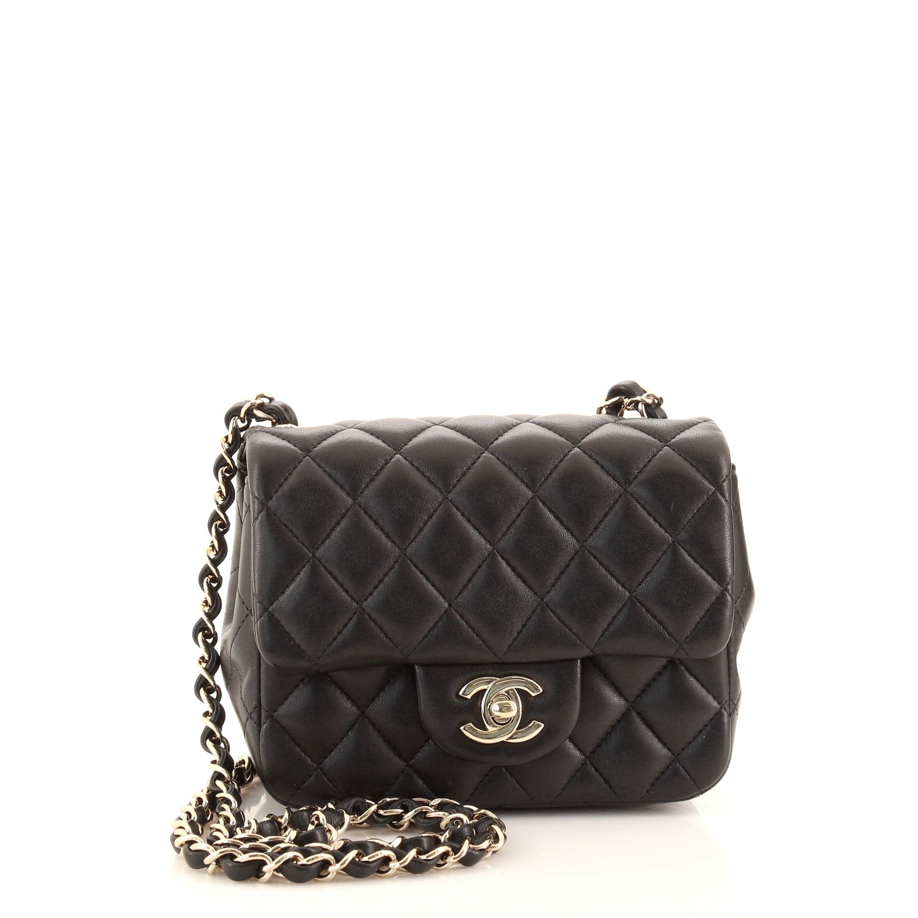Square Classic Single Flap Bag Quilted Lambskin Mini