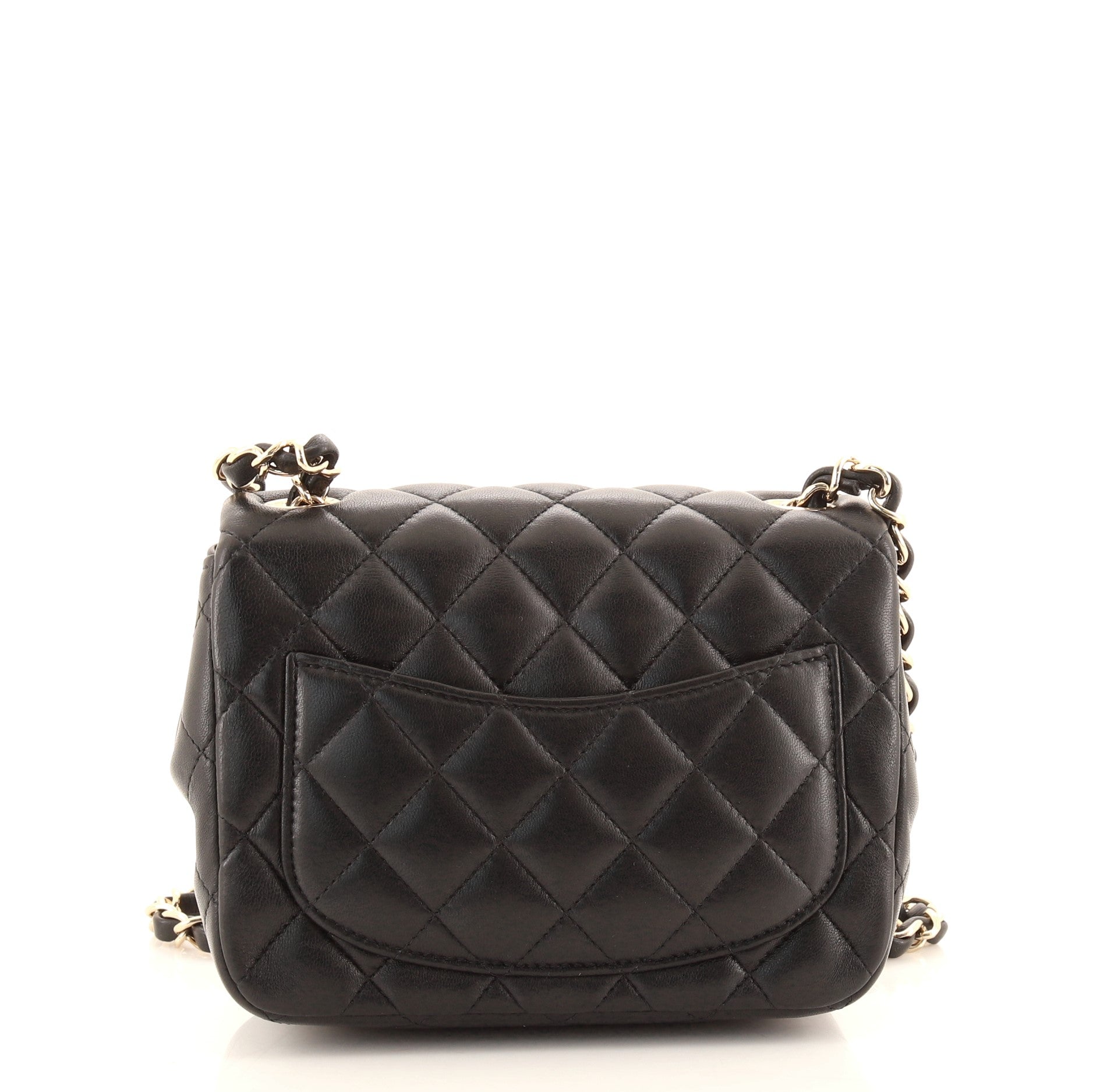 Square Classic Single Flap Bag Quilted Lambskin Mini
