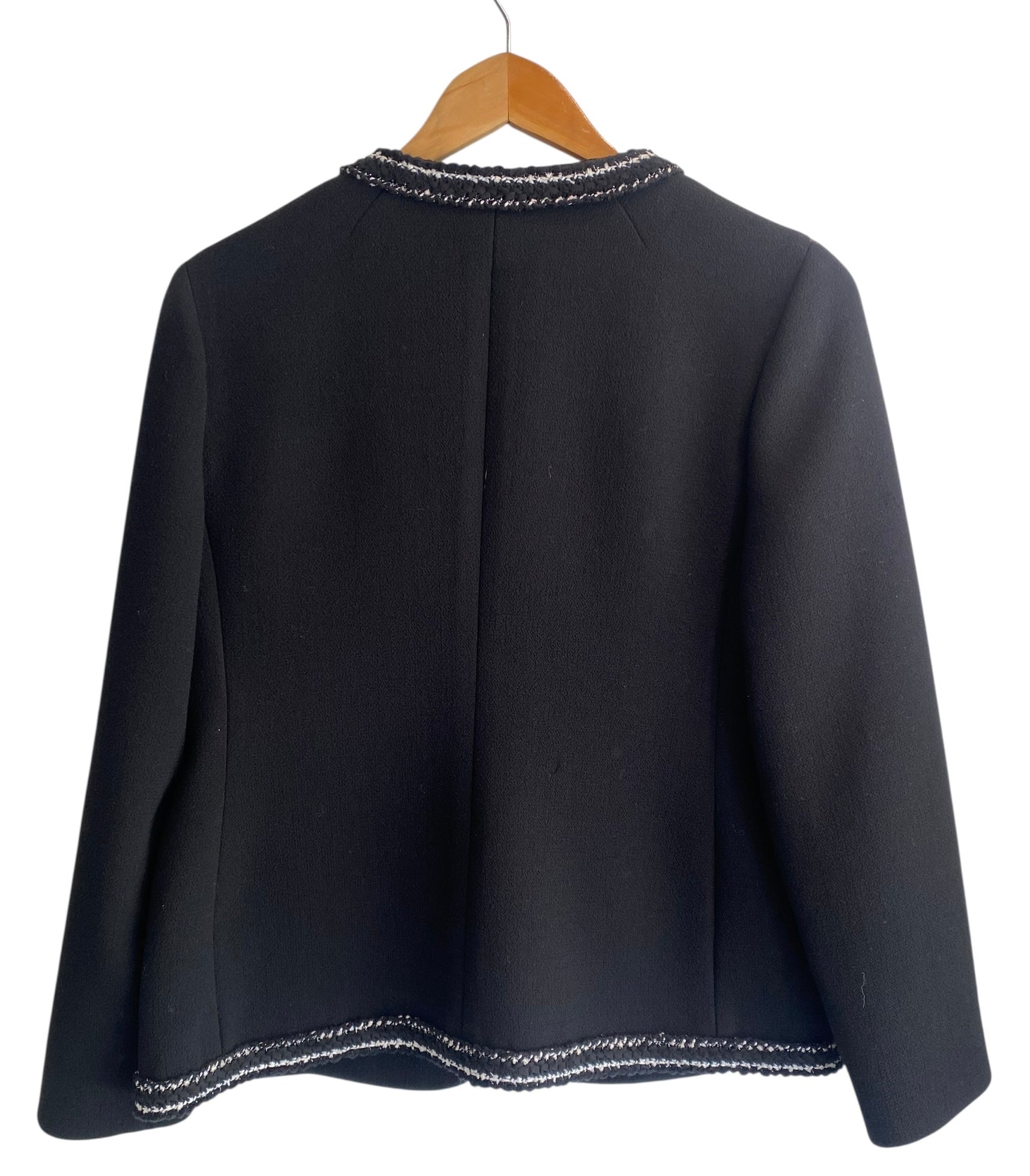 Giambattista Valli Black Wool Tweed Trim Jacket - IT 42 / US 6