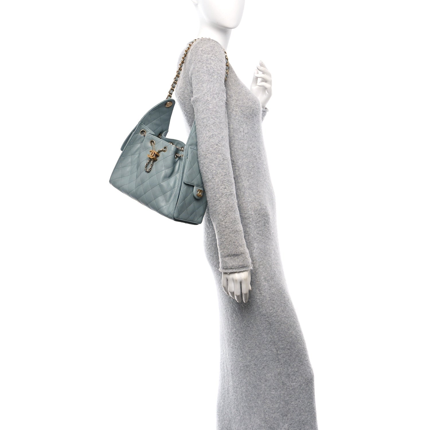 Caviar Quilted Small Chanel 25 Handbag Light Green