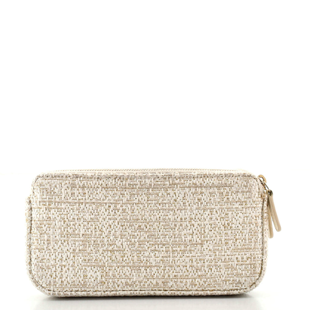 Deauville Double Zip Clutch with Chain Raffia