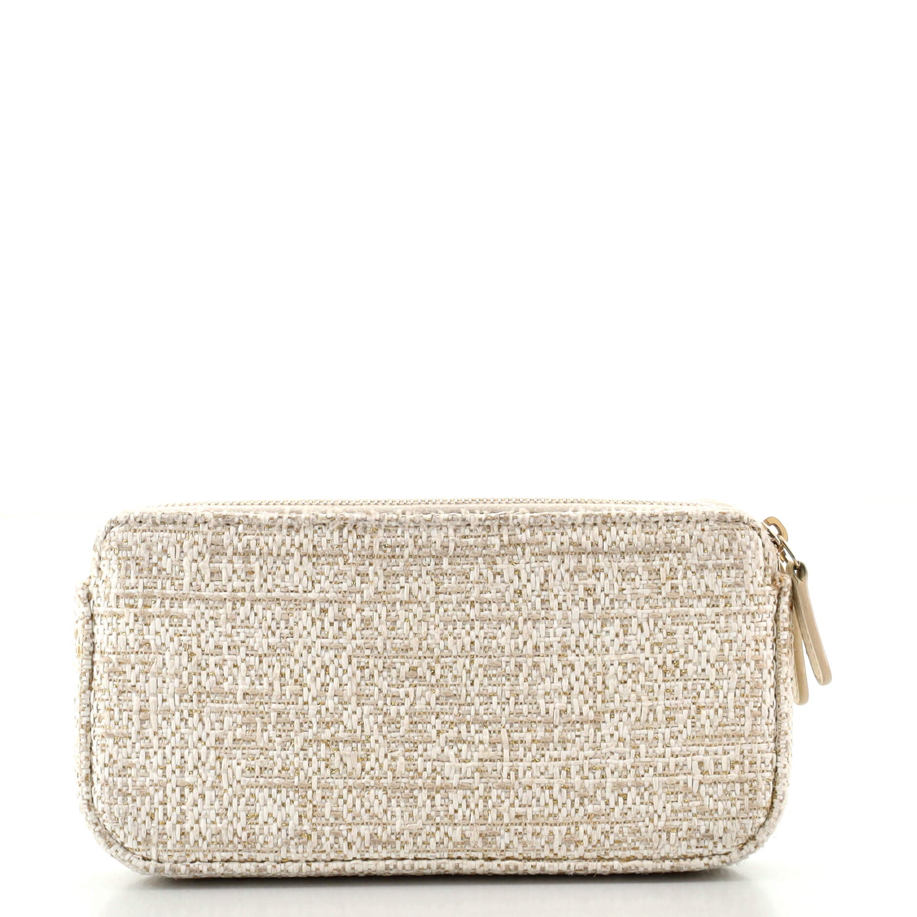 Deauville Double Zip Clutch with Chain Raffia