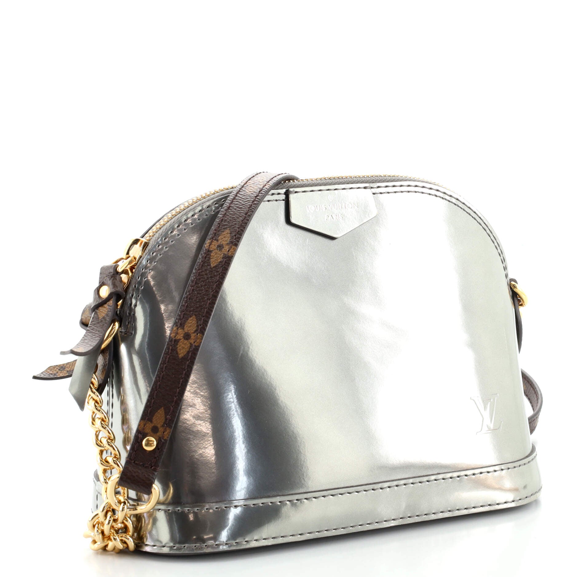 Alma Chain Handbag Vernis with Monogram Canvas Mini