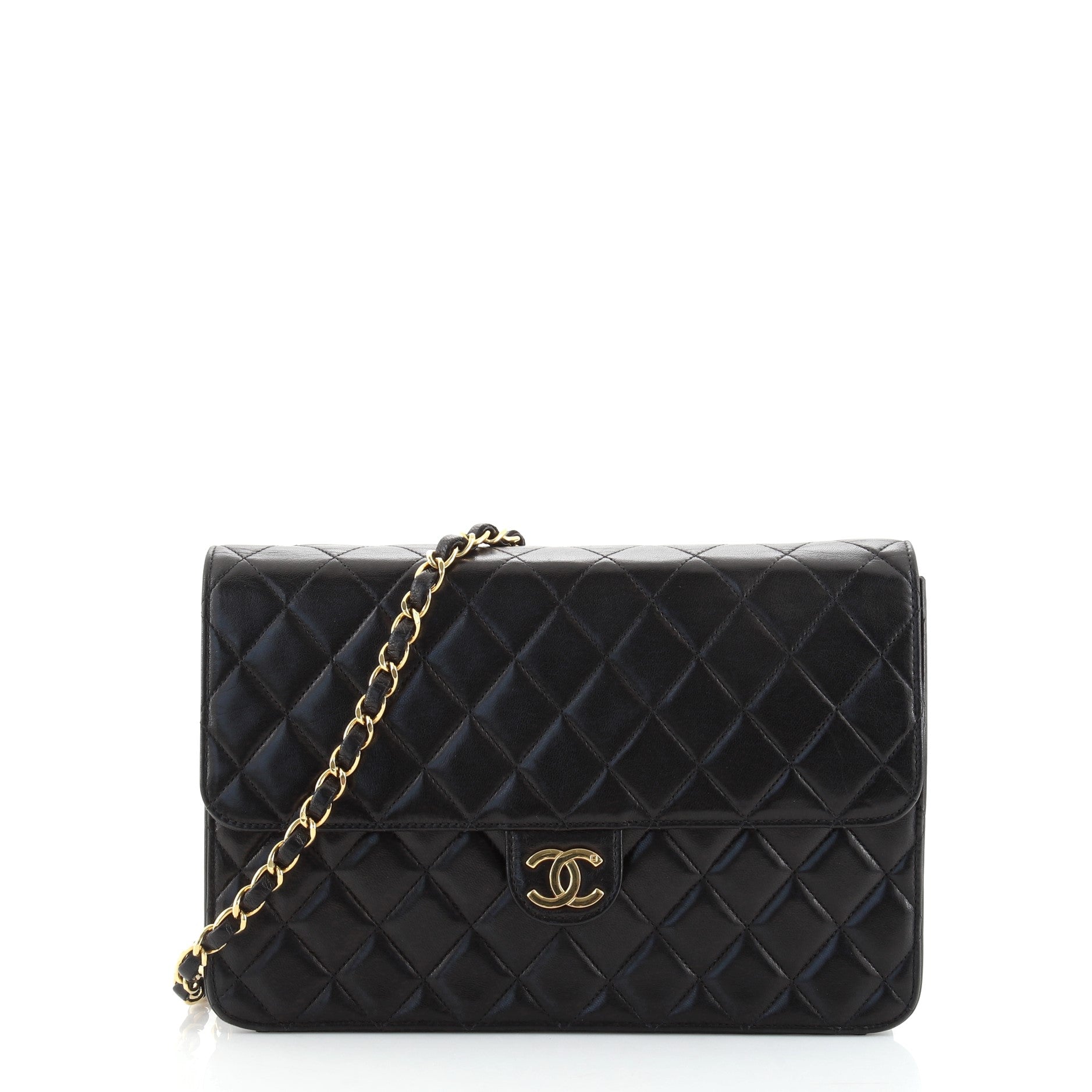 Vintage Clutch with Chain Quilted Leather Medium