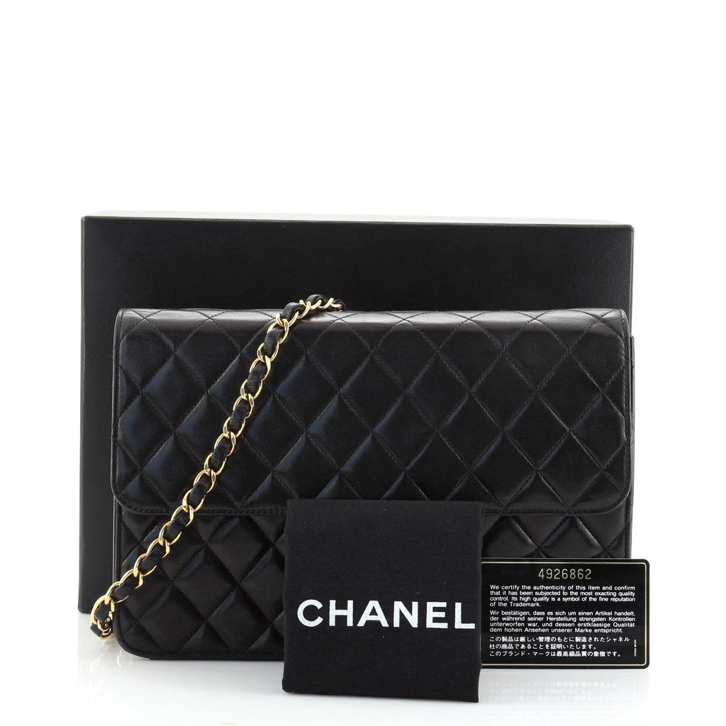 Vintage Clutch with Chain Quilted Leather Medium