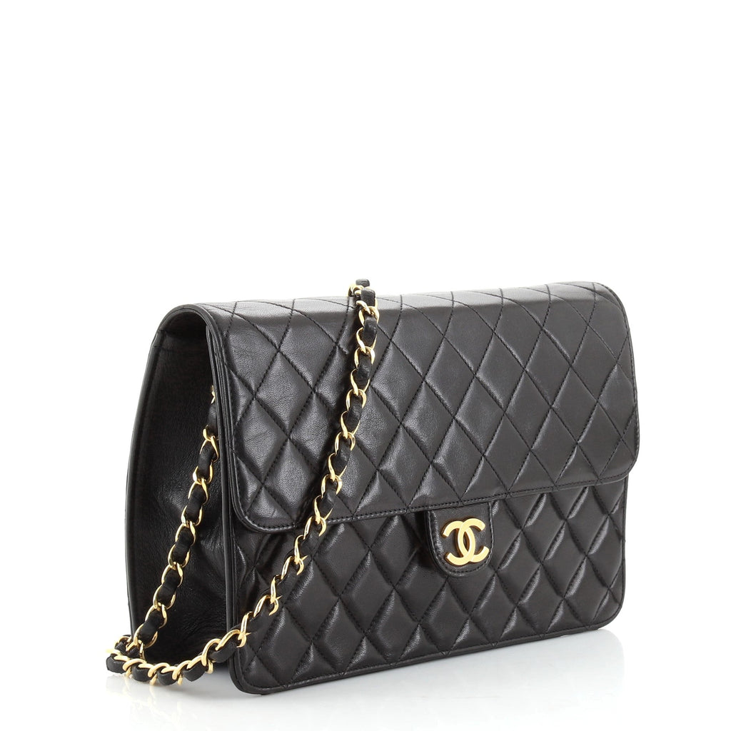 Vintage Clutch with Chain Quilted Leather Medium