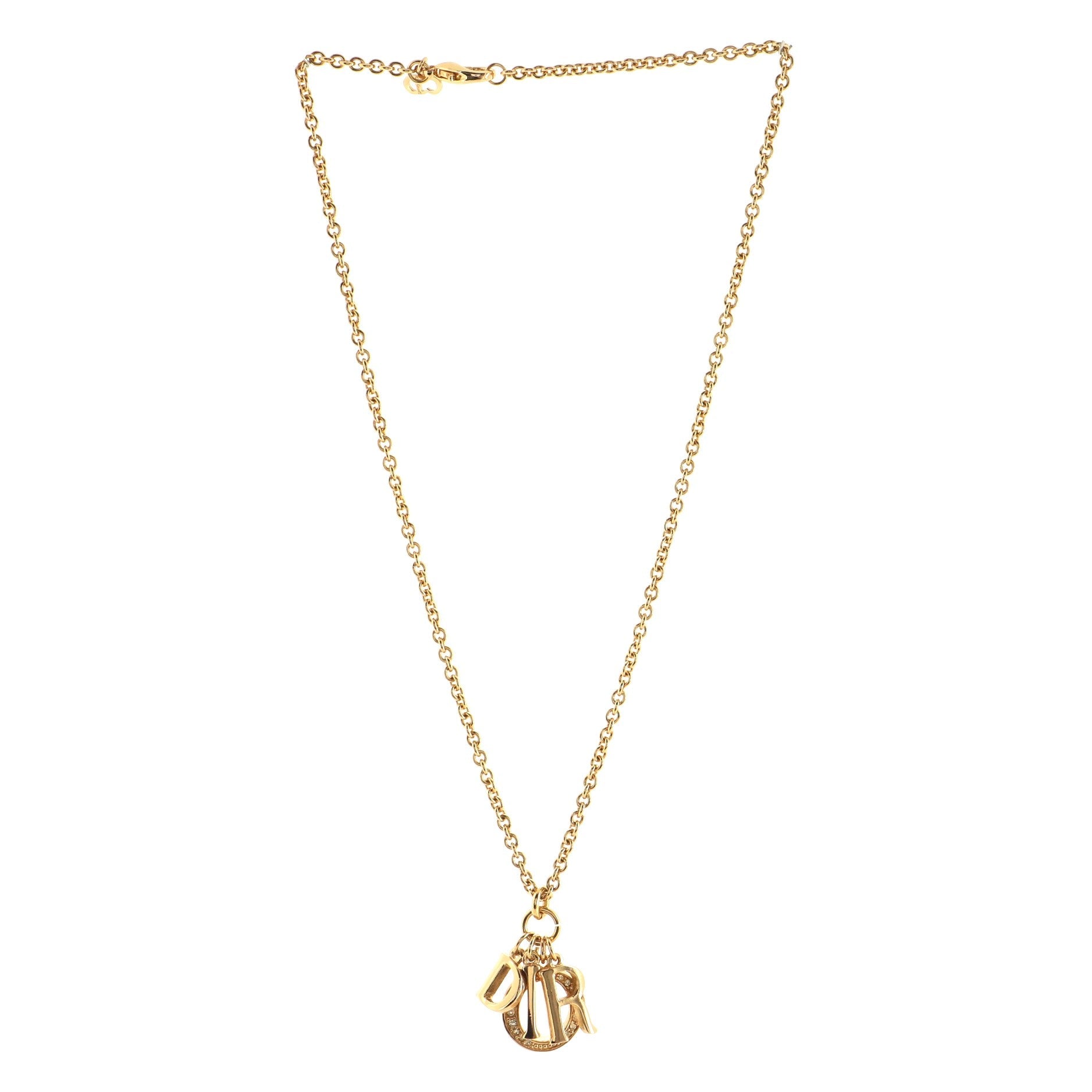 Logo Necklace Crystal Embellished Metal