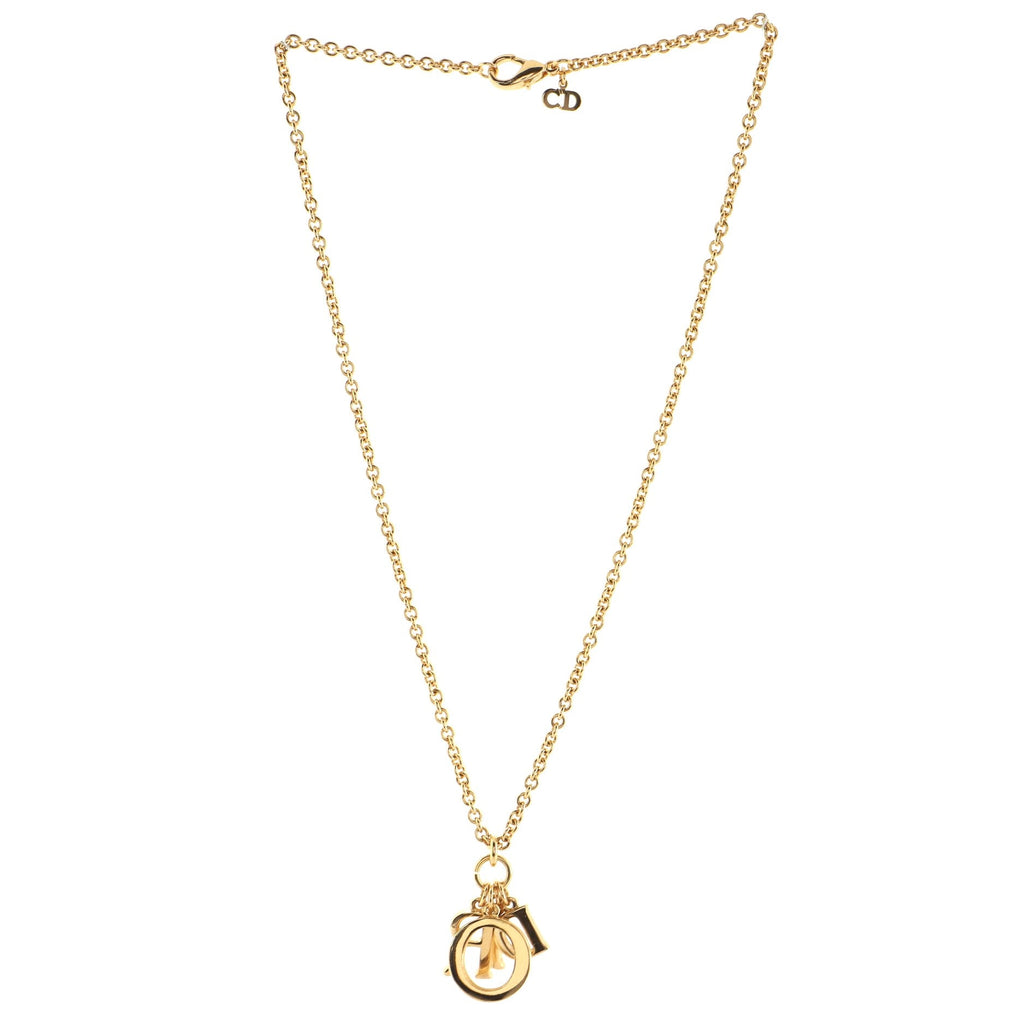 Logo Necklace Crystal Embellished Metal