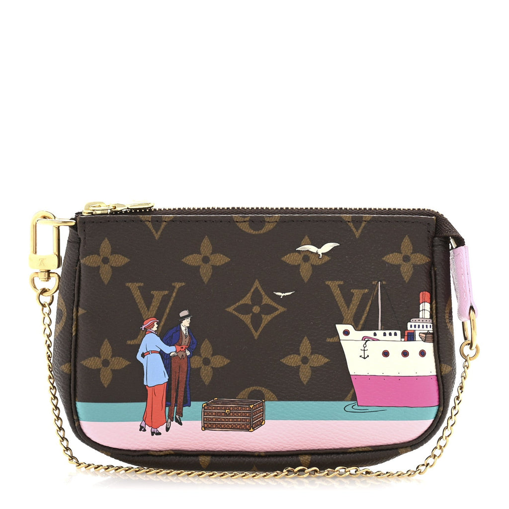 Monogram 2016 Christmas Animation Mini Pochette Accessories Rose Ballerine