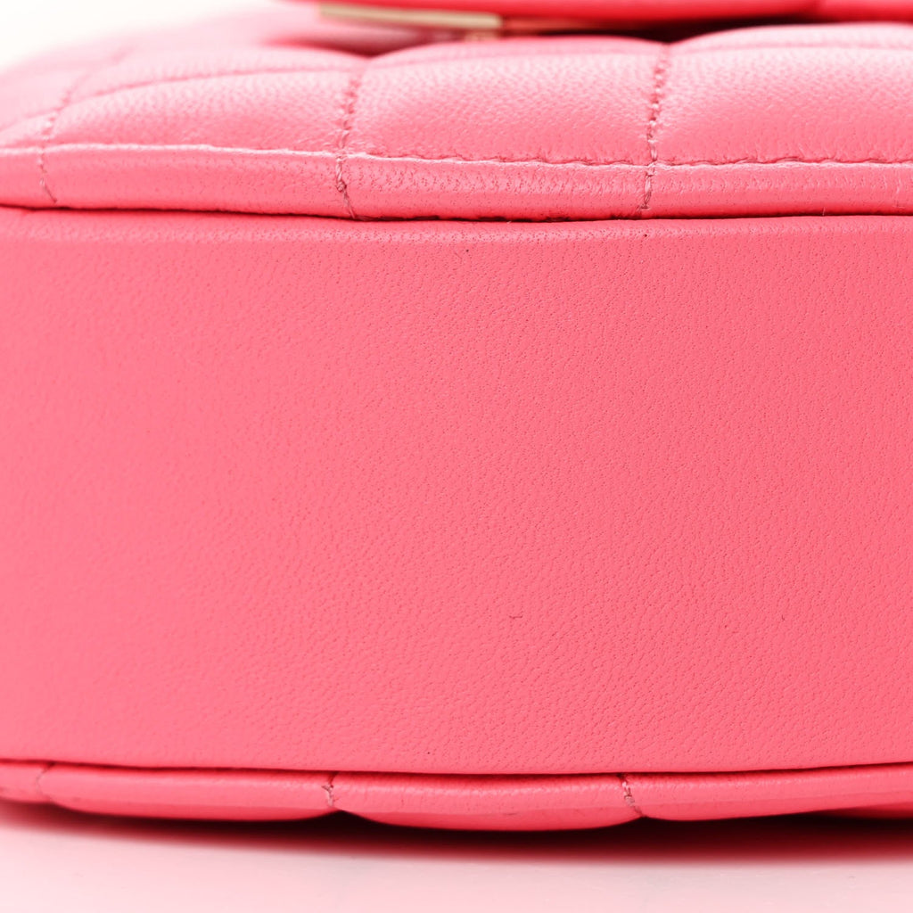 Lambskin Quilted CC In Love Heart Clutch With Chain Pink