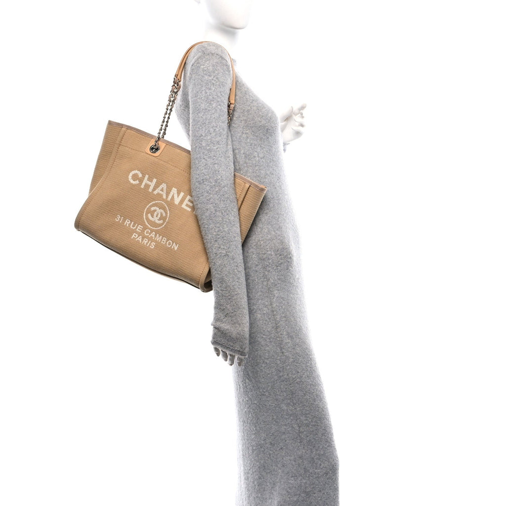 Mixed Fibers Small Deauville Tote Beige