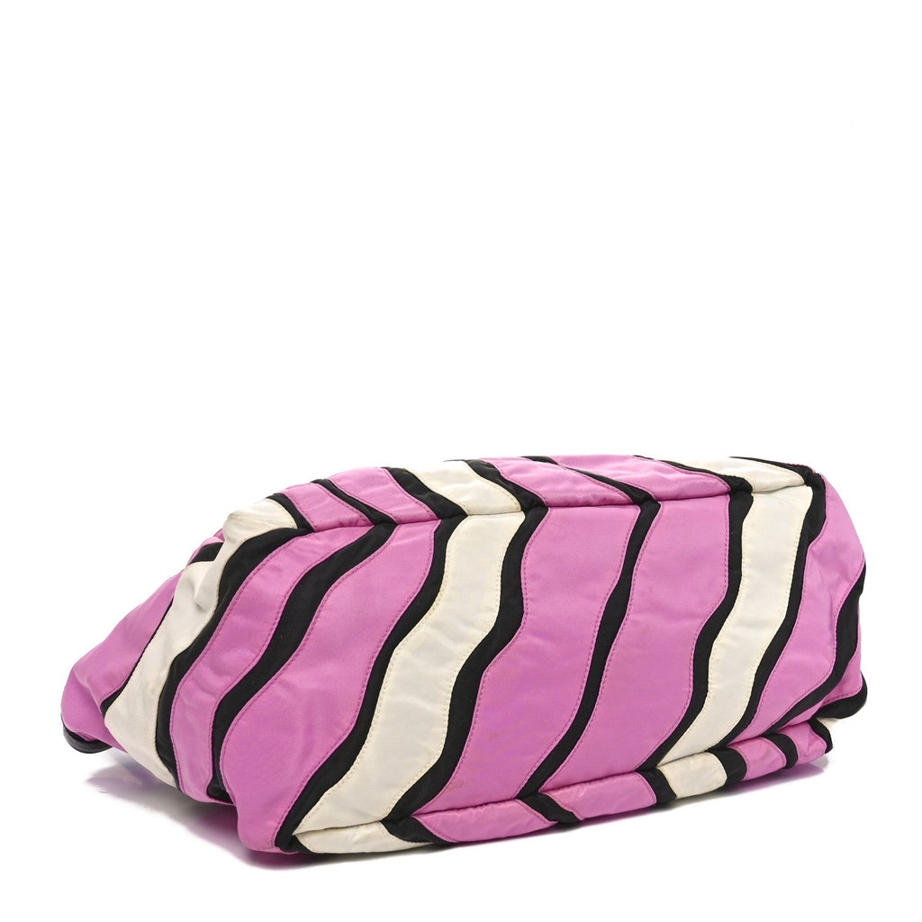 Tessuto Nylon Waves Chain Tote Pink Multicolor