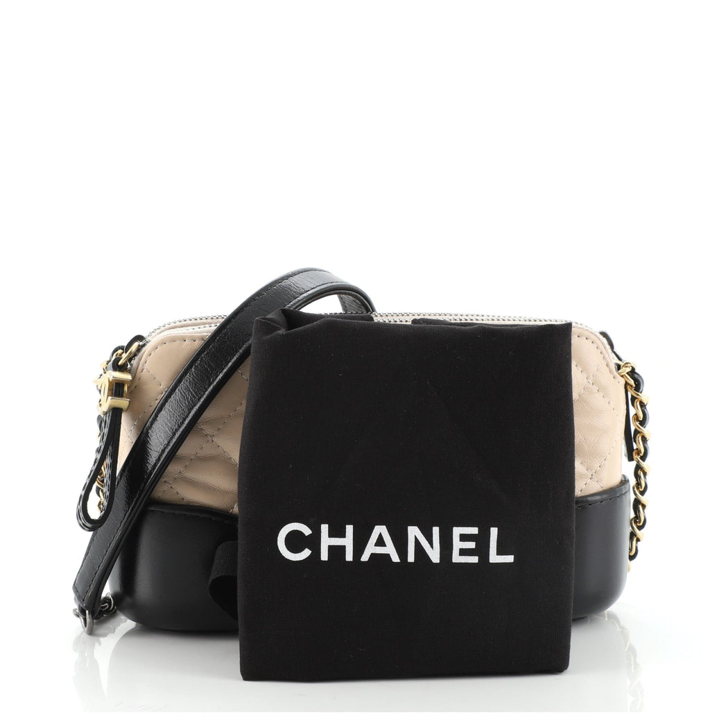 Gabrielle Double Zip Clutch with Chain Quilted Aged Calfskin