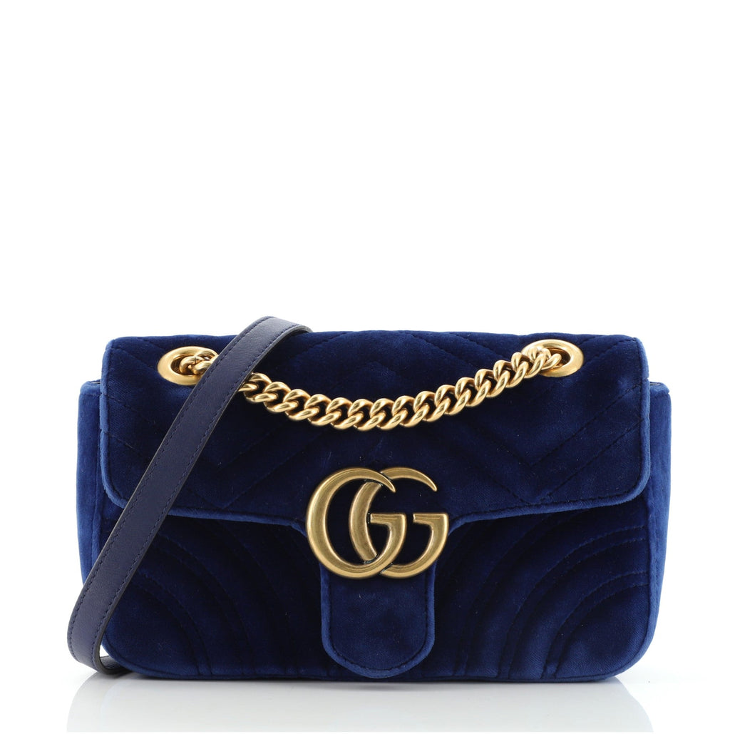GG Marmont Flap Bag Matelasse Velvet Mini