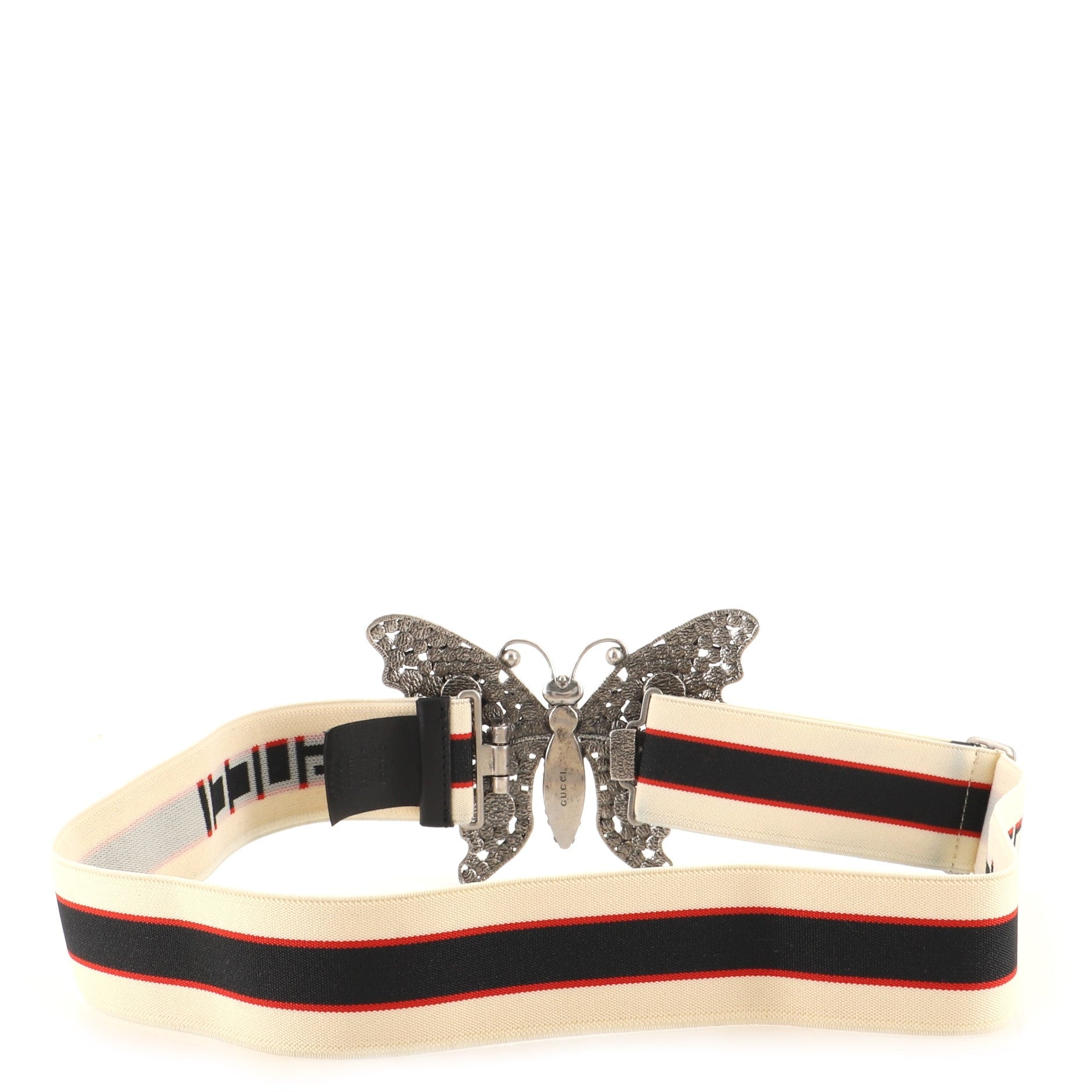 Butterfly Web Logo Belt Elastic with Metal and Crystals Wide 80