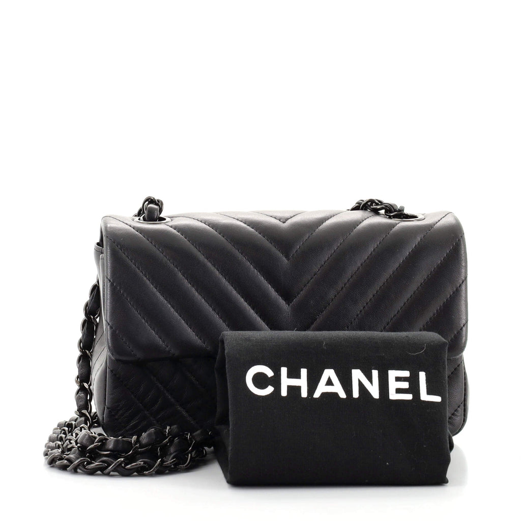 So Black Classic Single Flap Bag Chevron Lambskin Mini