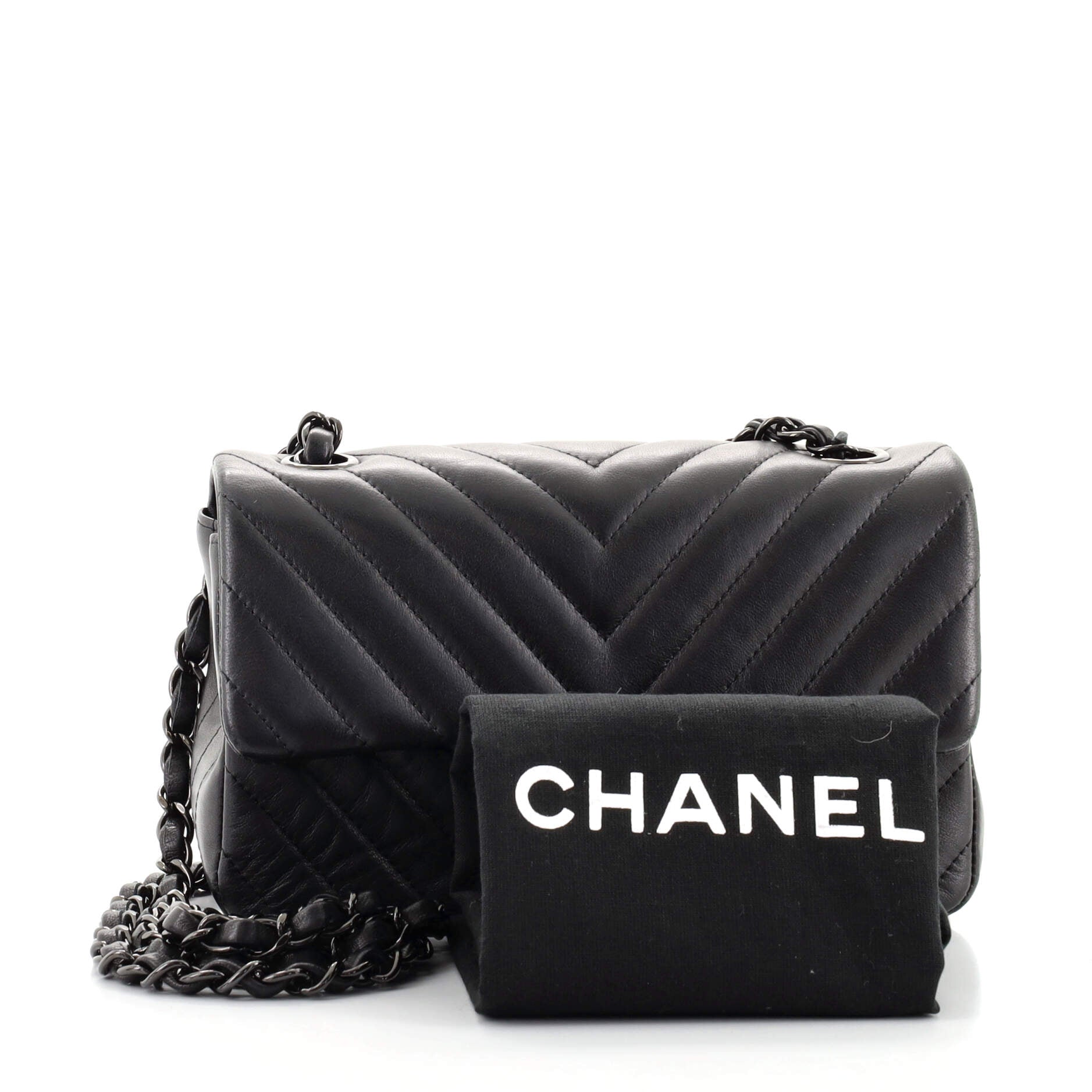 So Black Classic Single Flap Bag Chevron Lambskin Mini