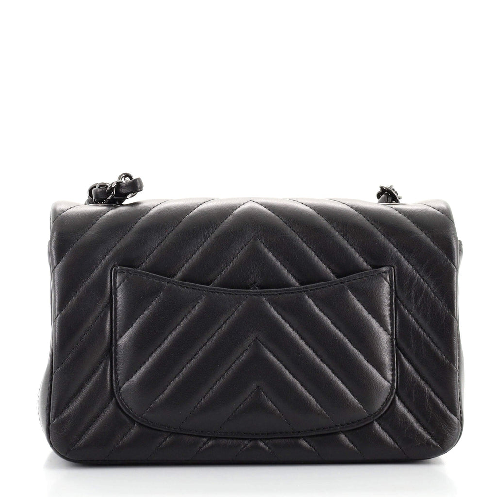 So Black Classic Single Flap Bag Chevron Lambskin Mini