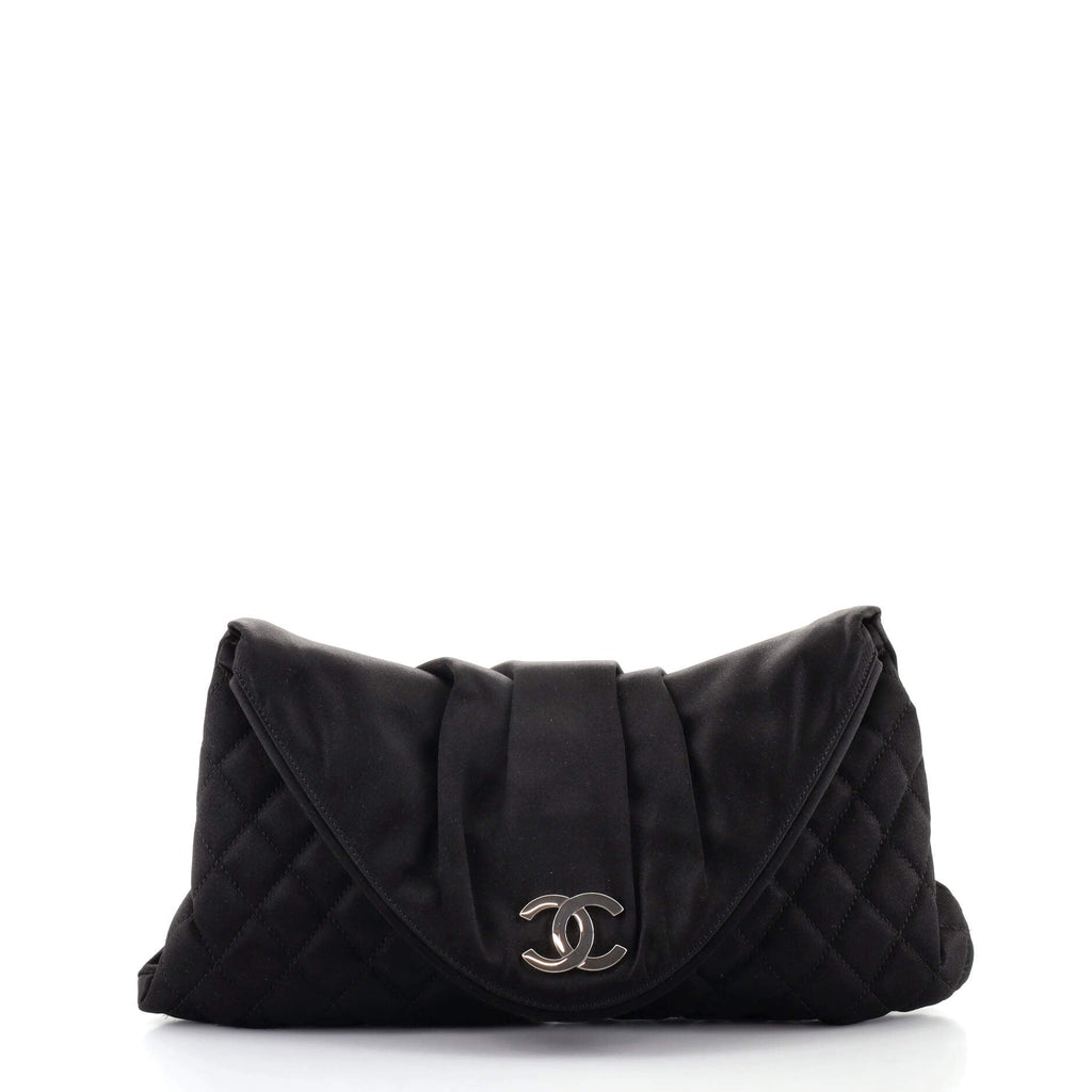 CC Half Moon Clutch Quilted Satin Large