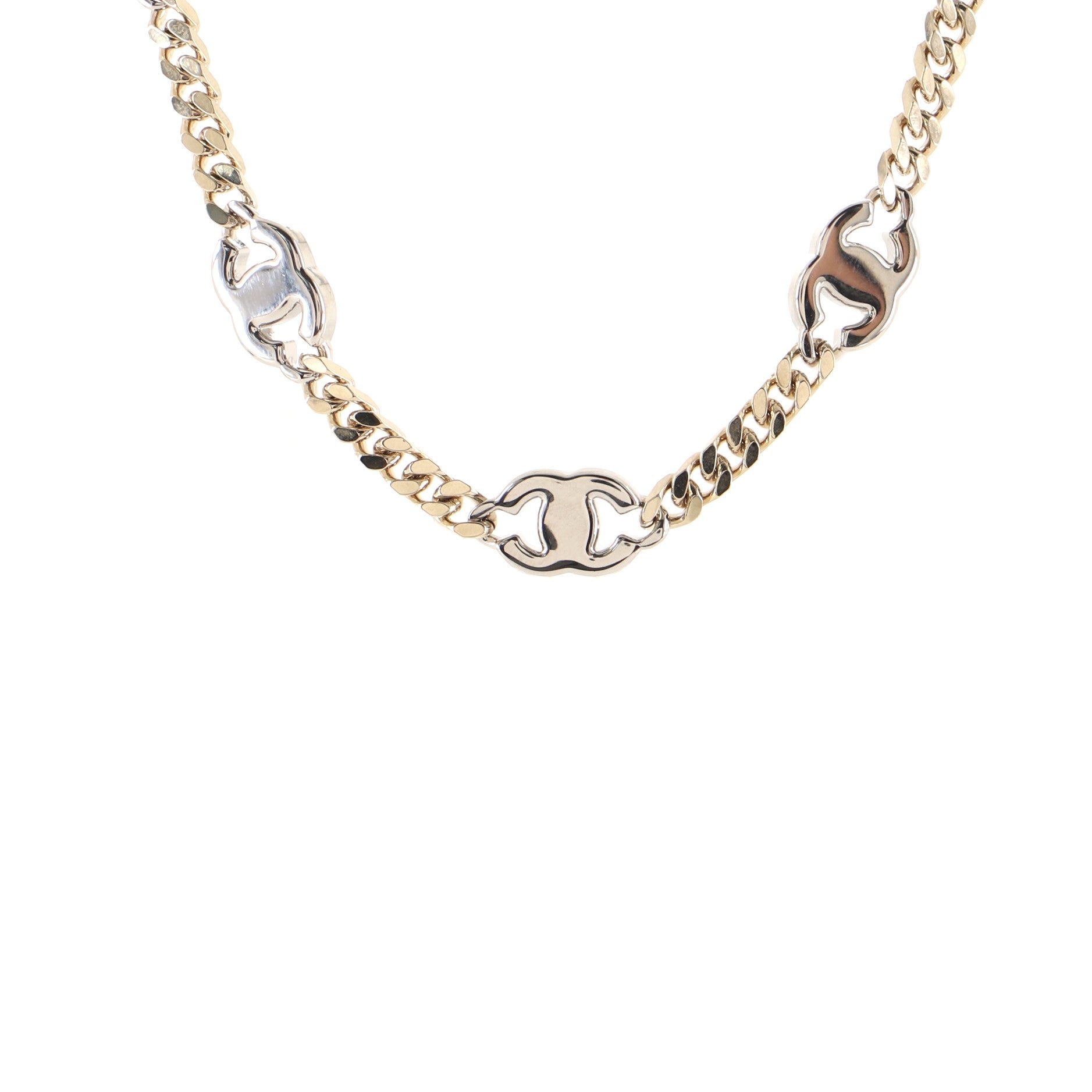 CC Link Choker Necklace Metal with Crystals