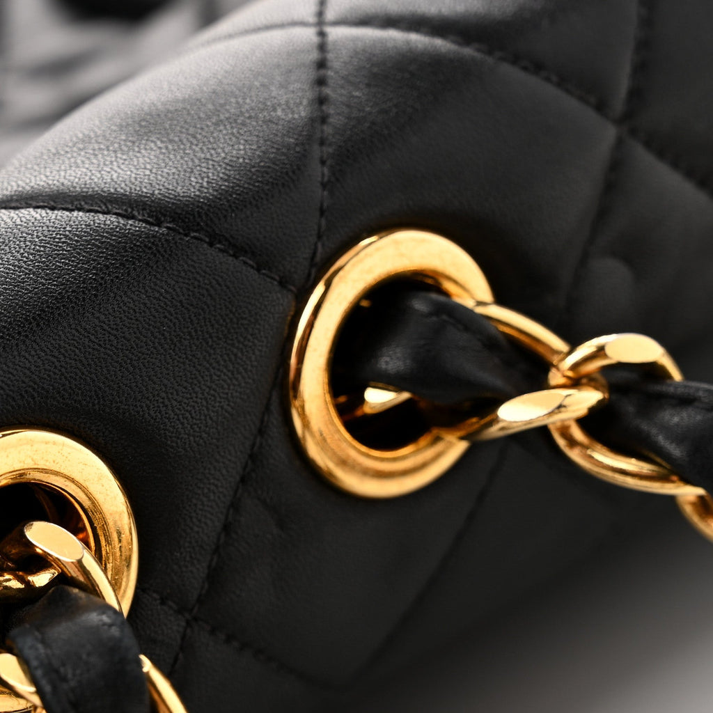 Lambskin Quilted XL Jumbo Single Flap Black