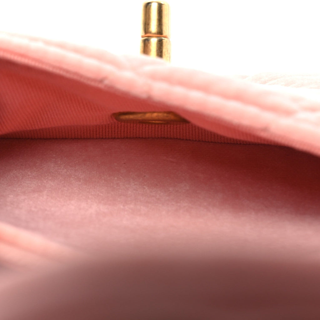 Velour Quilted Mini Double Frame Flap Rose