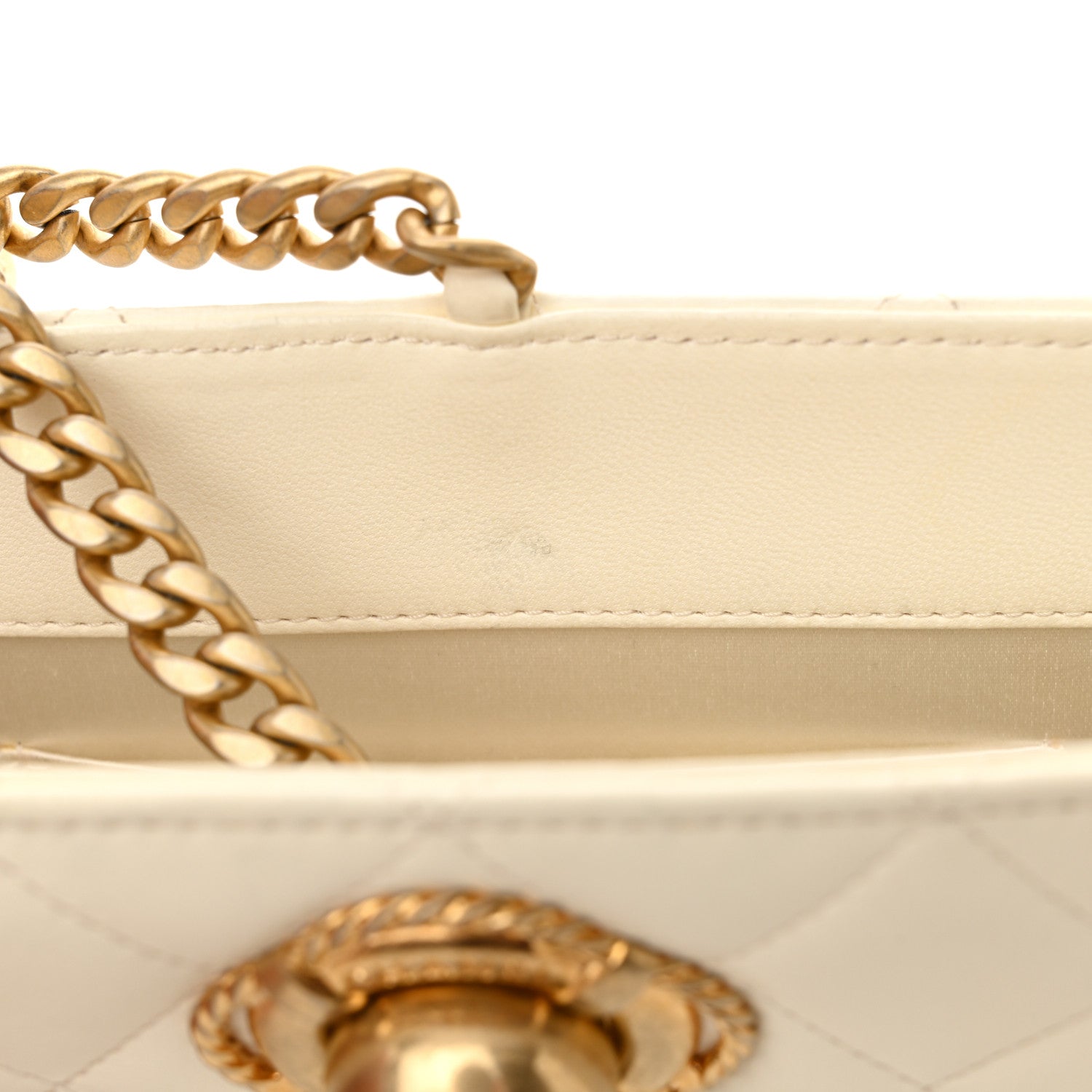 Lambskin Quilted Evening By The Sea Clutch  White