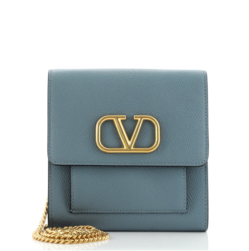 VLogo Front Pocket Chain Crossbody Bag Leather Mini