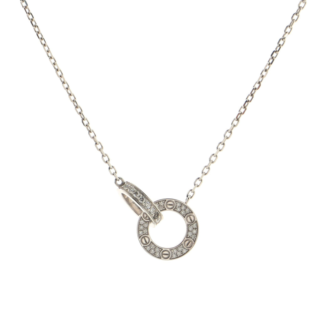 Love Interlocking Pave Necklace 18K White Gold and Diamonds