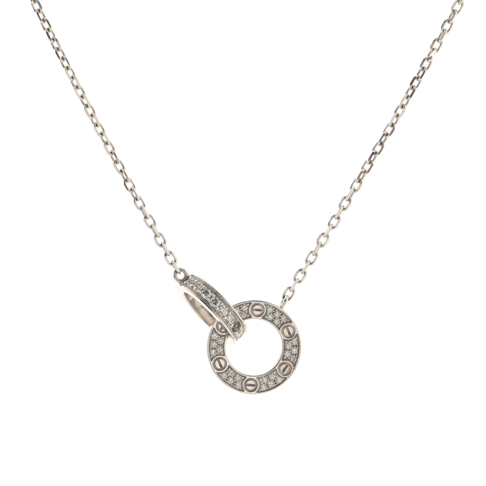 Love Interlocking Pave Necklace 18K White Gold and Diamonds