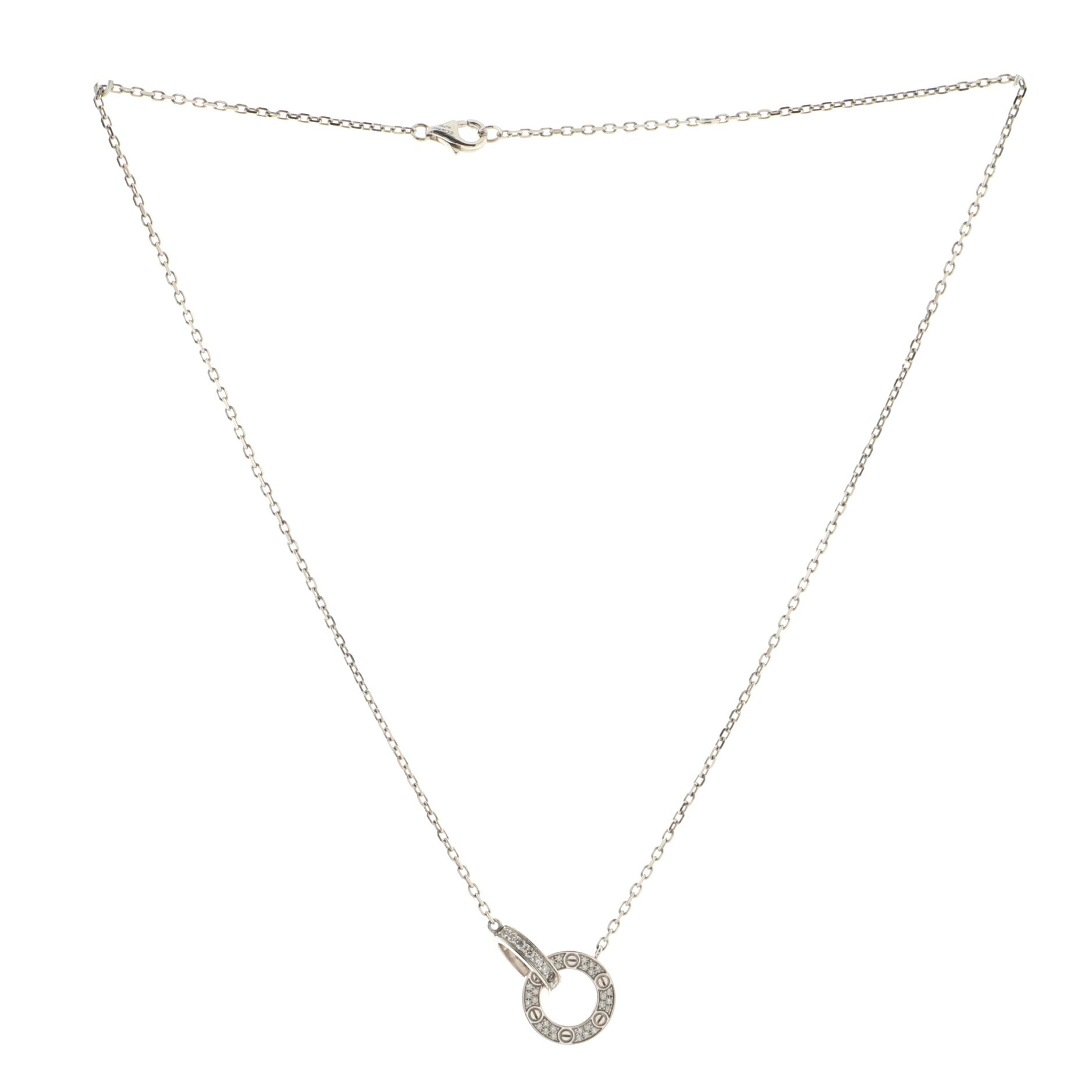 Love Interlocking Pave Necklace 18K White Gold and Diamonds