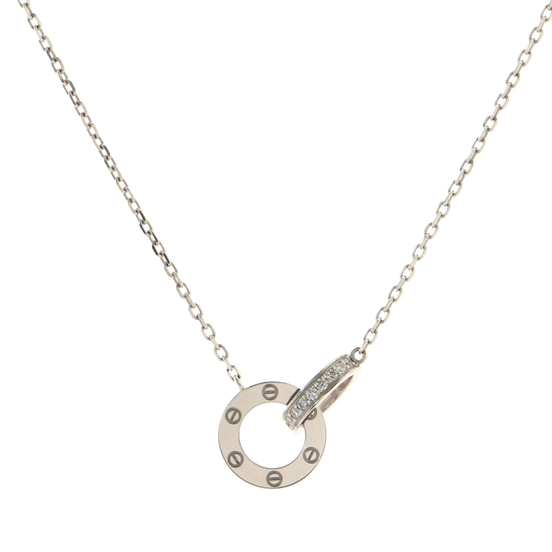 Love Interlocking Pave Necklace 18K White Gold and Diamonds